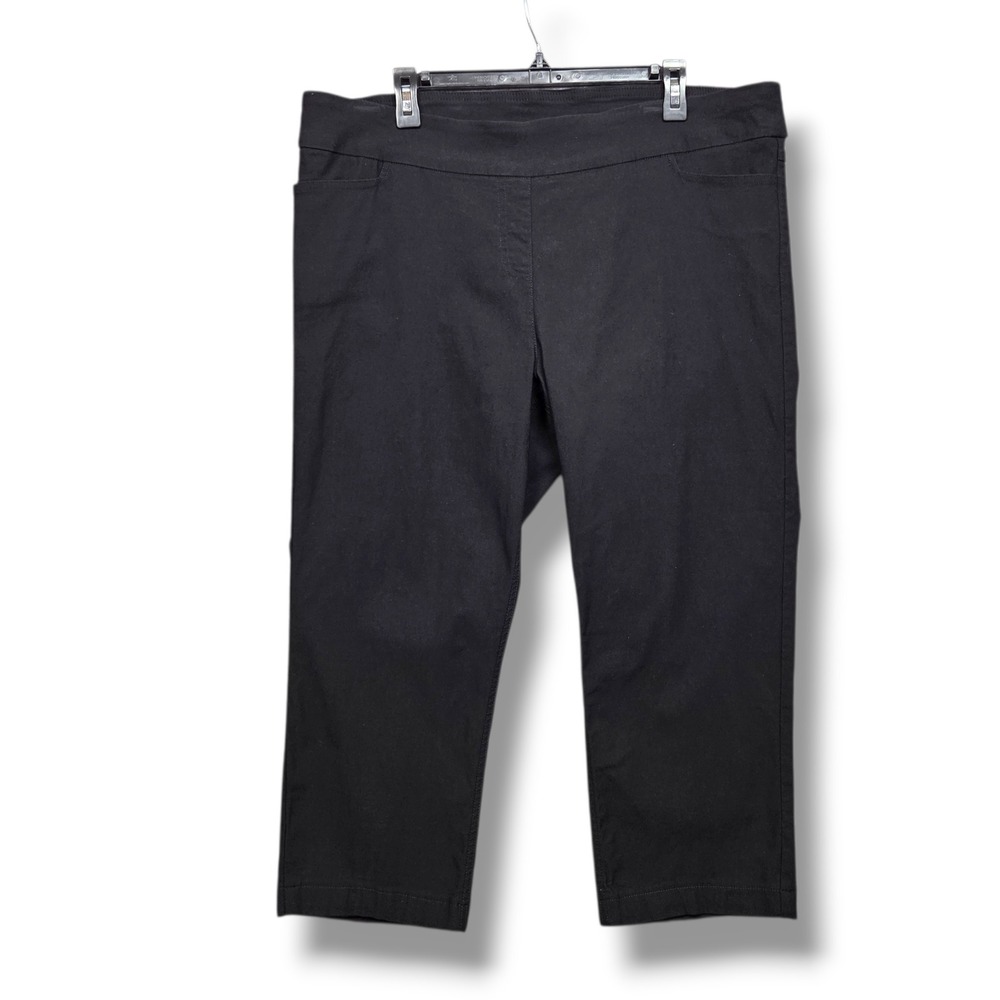 Slim Sation Capri Pants Womens 18W Black High Rise Cropped Trouser